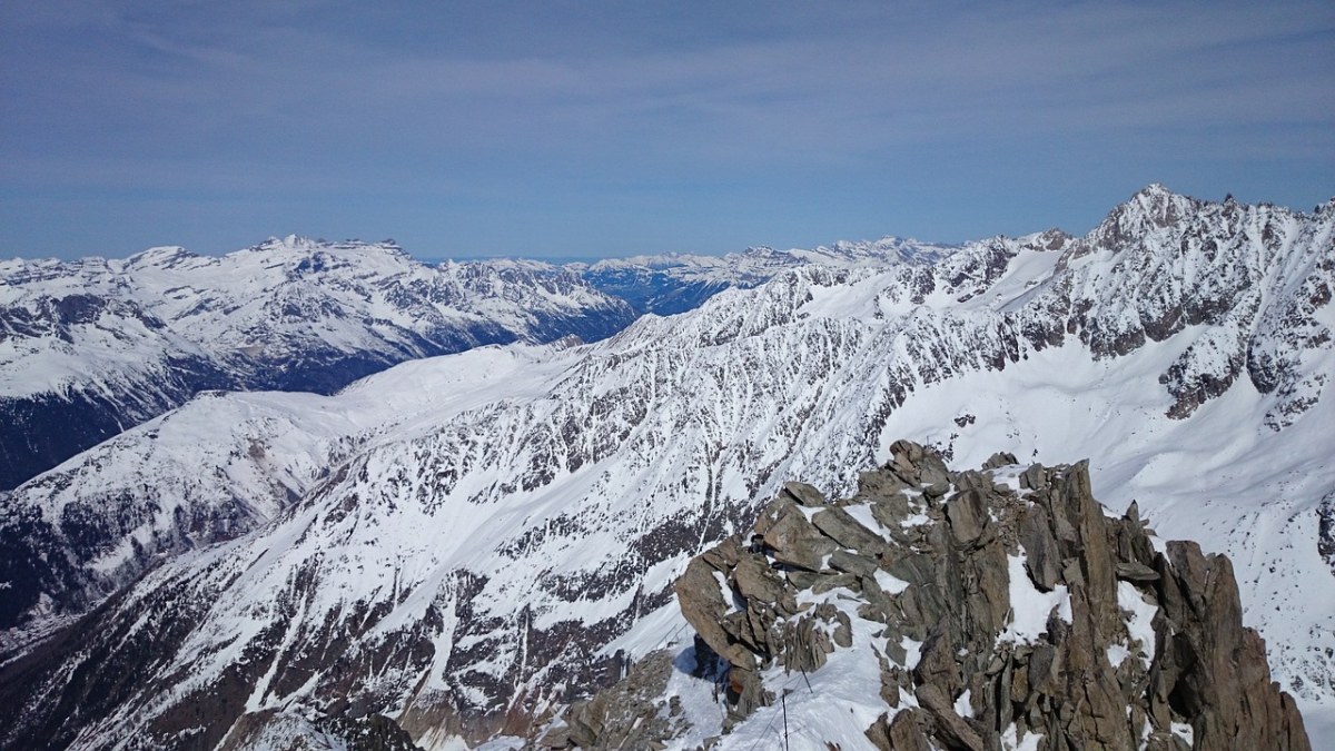 雪,山,冬天