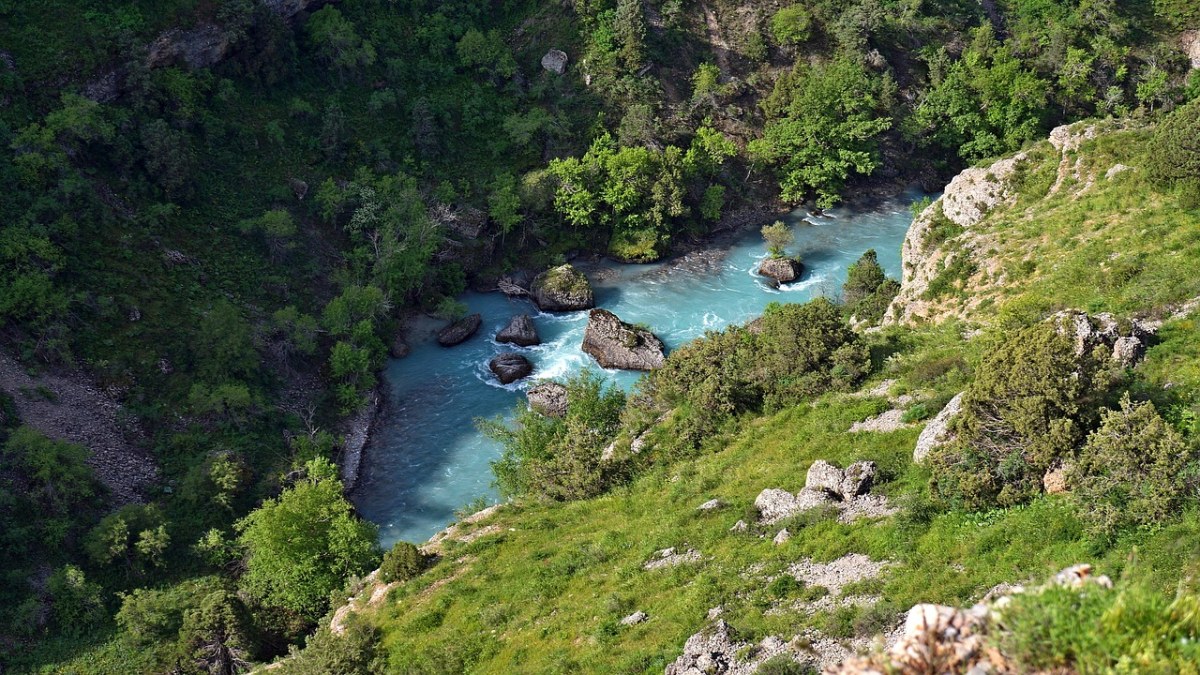 山区河流,峡谷,阿克苏