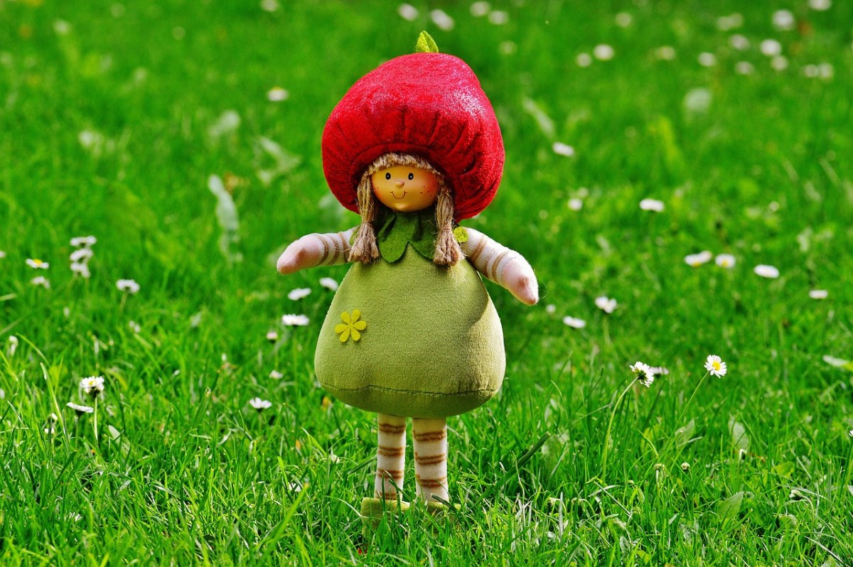 春天草地上的玩偶免费图片