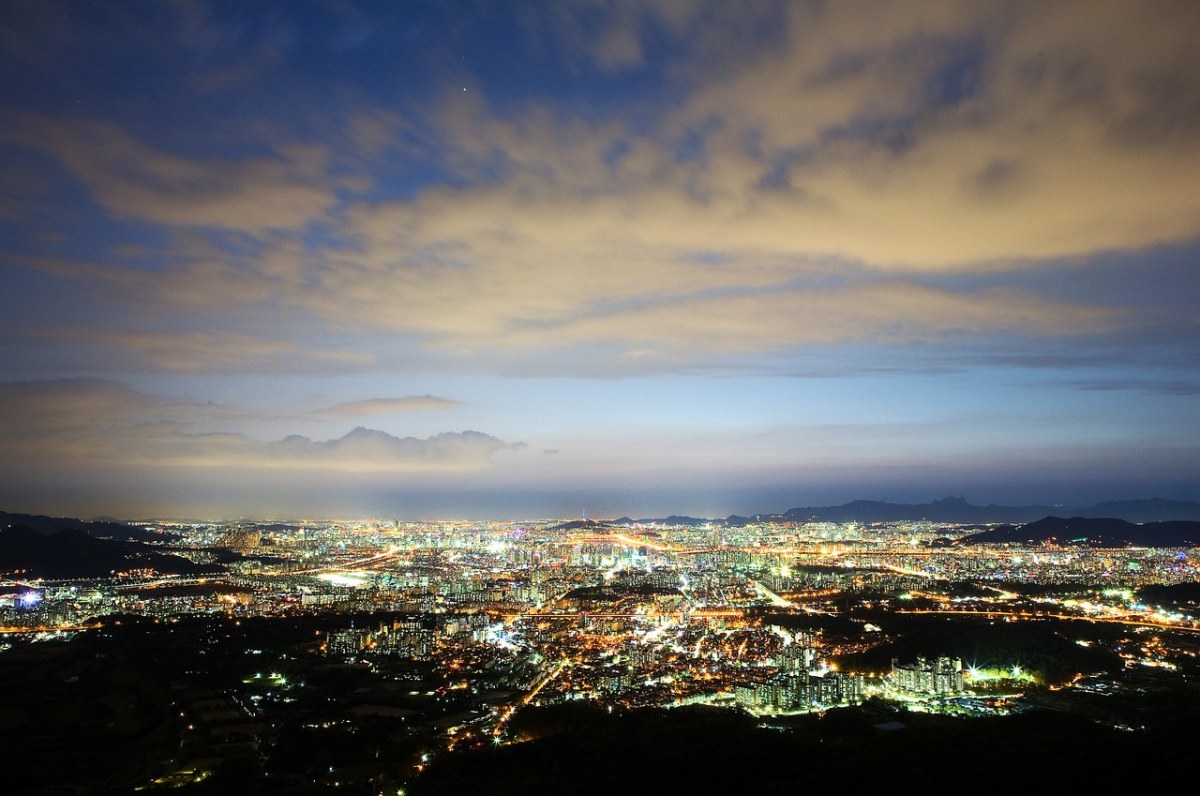 汉城,夜景,夜晚的天空