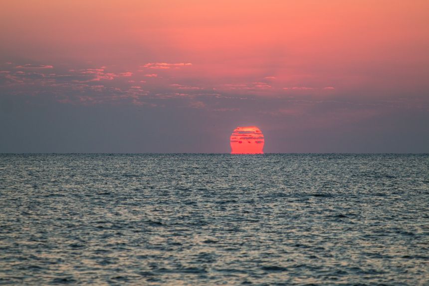 日出,海,水