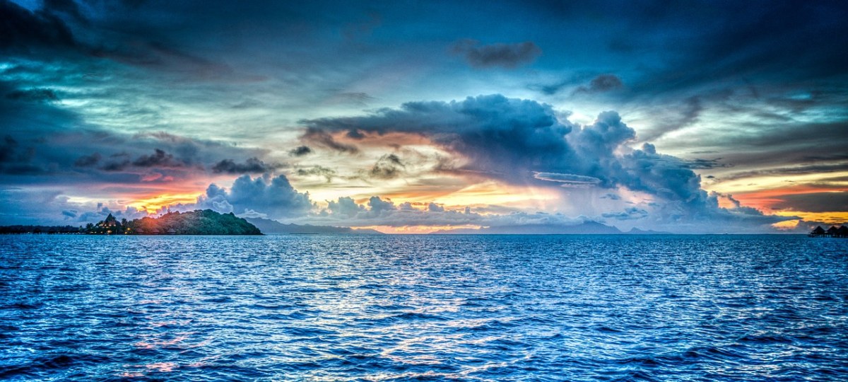 波拉波拉岛、法属波利尼西亚、日落免费图片
