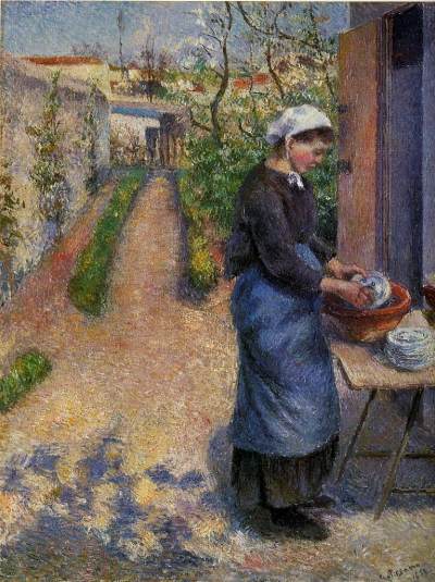 Young Woman Washing Plates