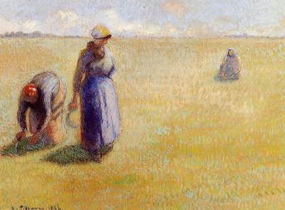 Three Women Cutting Grass