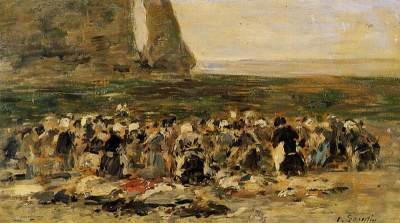 Etretat, Laundresses on the Beach, Low Tide