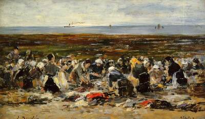 Laundresses on the beach, Low tide
