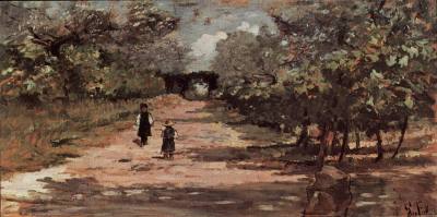 The avenue of trees with two children