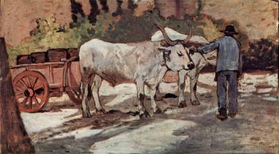 Farmer with ox cart