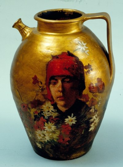 Pitcher with figures of women among the flowers