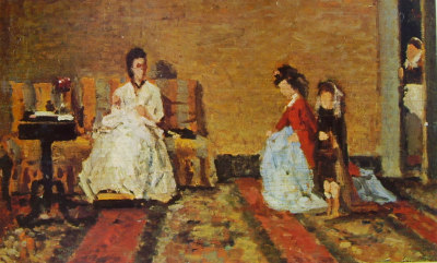 Little girls playing ladies (preparatory sketch)