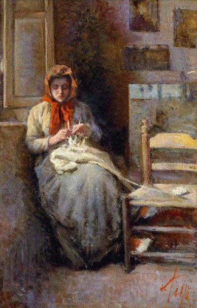 Gabbro woman knitting the sock