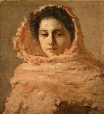Woman with pink shawl