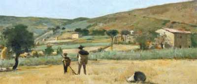 Gabbro landscape with peasants