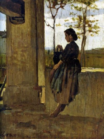 Young peasant woman at the well