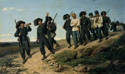Bersaglieri leading Austrian prisoners