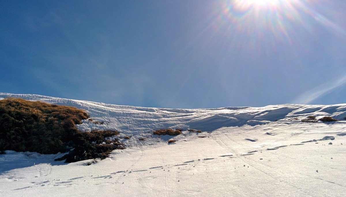 太阳,雪,山