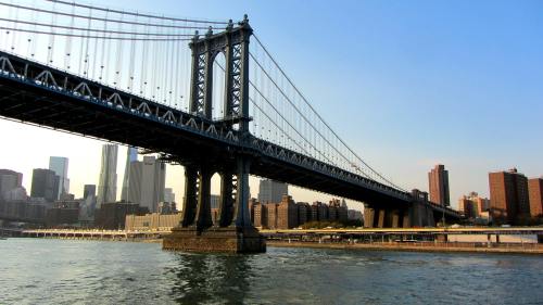 曼哈顿大桥、纽约城、吊桥