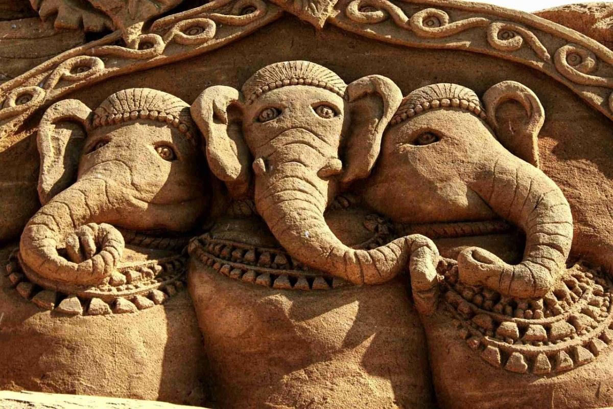 沙雕、大象、雕塑免费图片