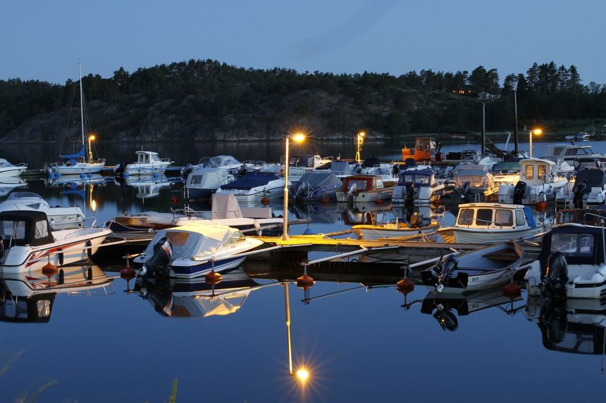 船靠岸,海,沐浴