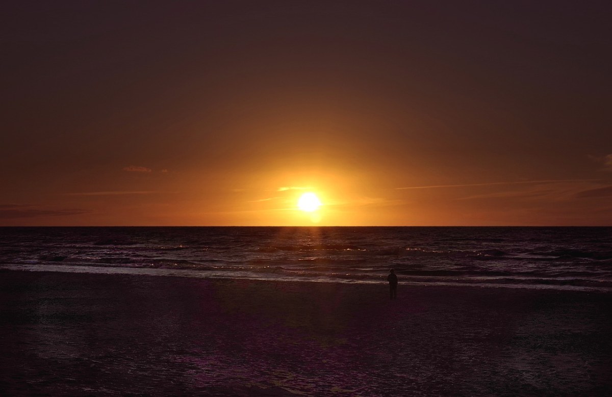 日落、太阳、海免费图片