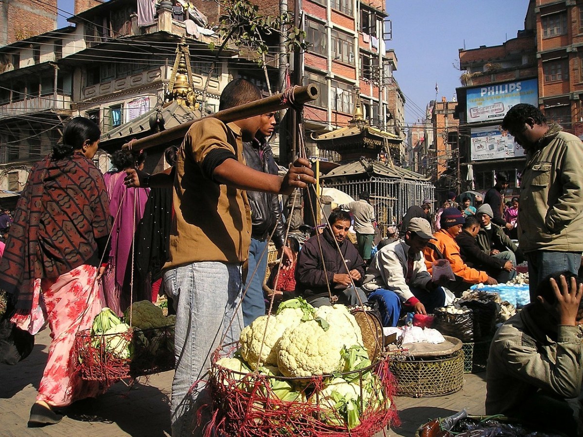 尼泊尔、街头市场、水果免费图片