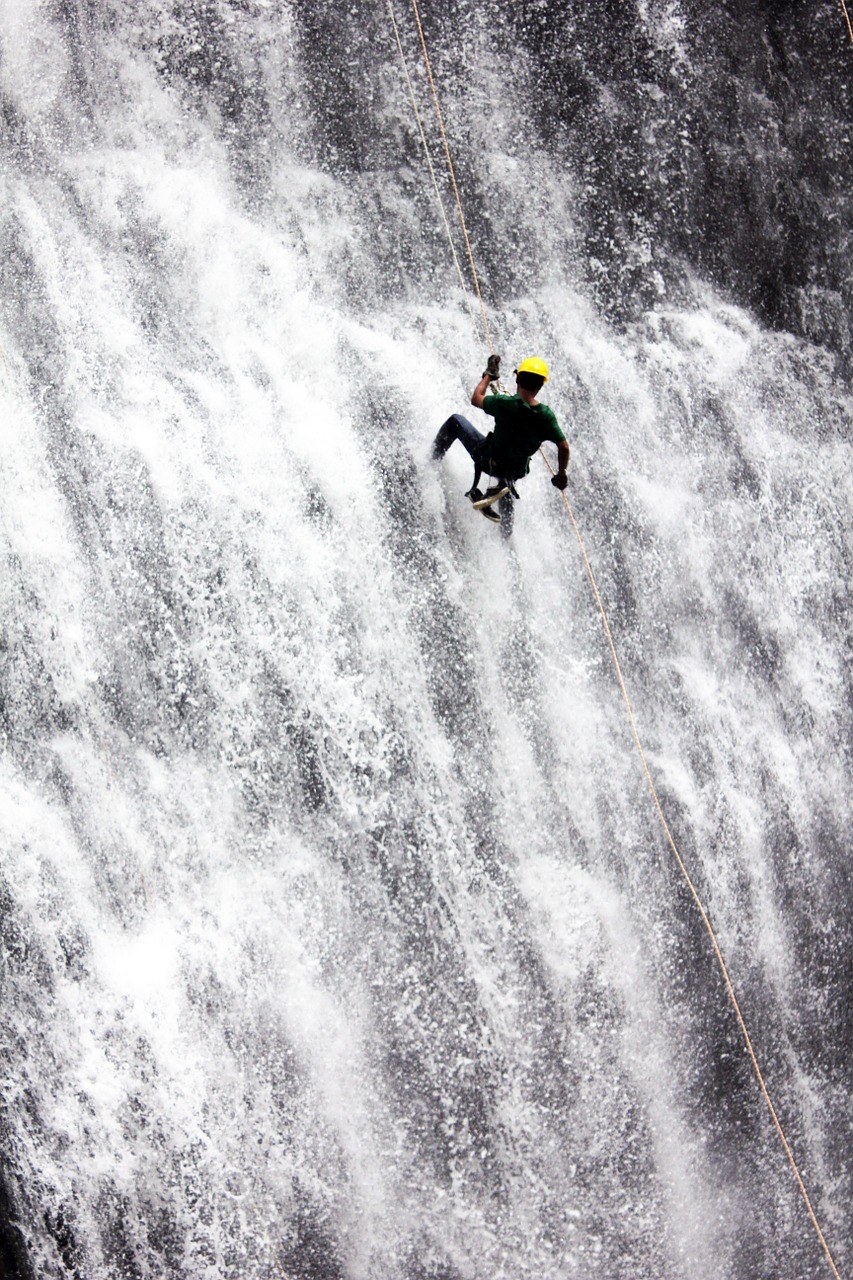 攀登、、下降、大瀑布、冒险免费图片