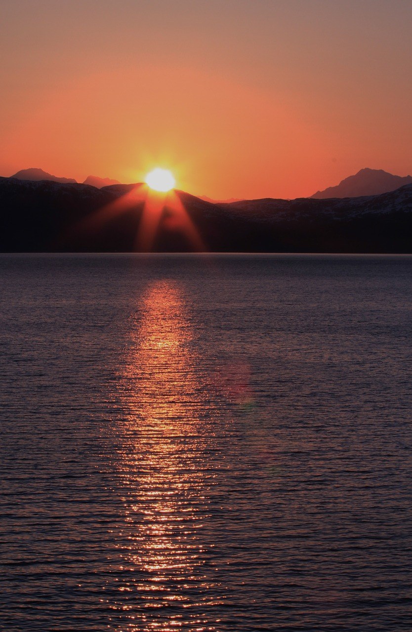 阿拉斯加州、海洋、日落免费图片