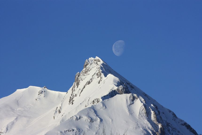 山,月亮,景观