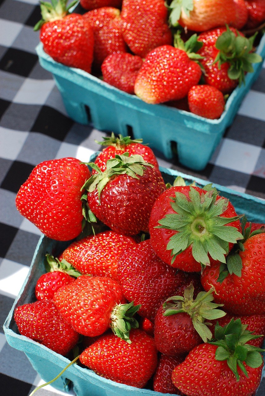 草莓、篮草莓、水果免费图片
