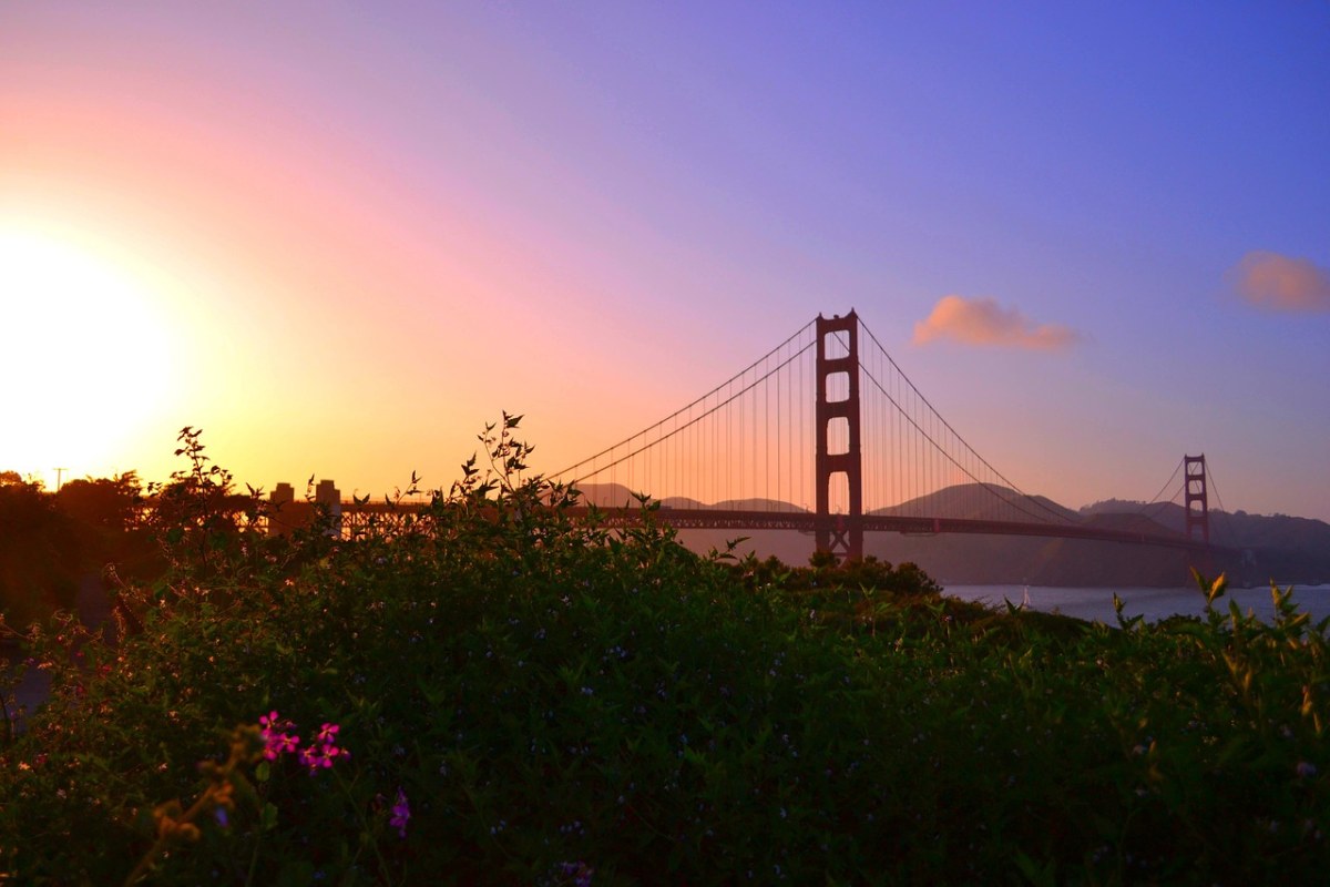 美国金门大桥的日落景观免费图片