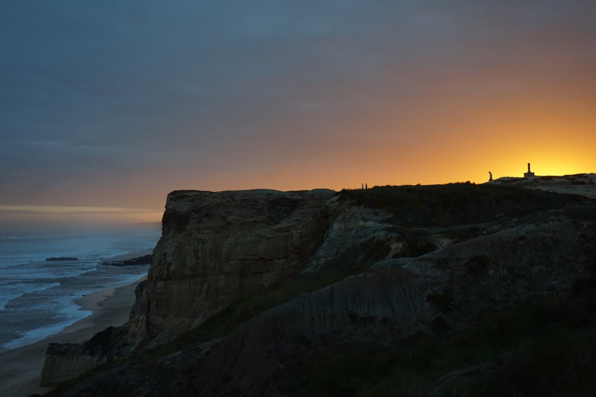 日落背景、悬崖、海洋海滩免费图片
