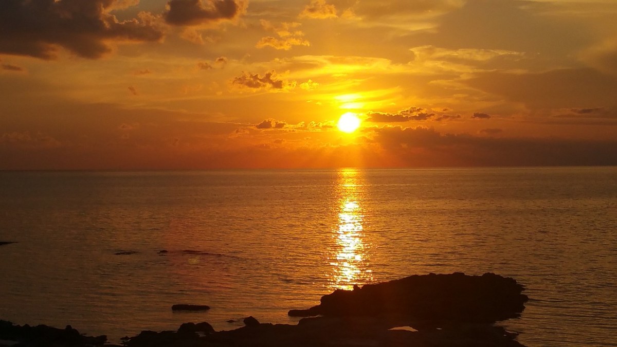 日落、海、夕阳大海免费图片