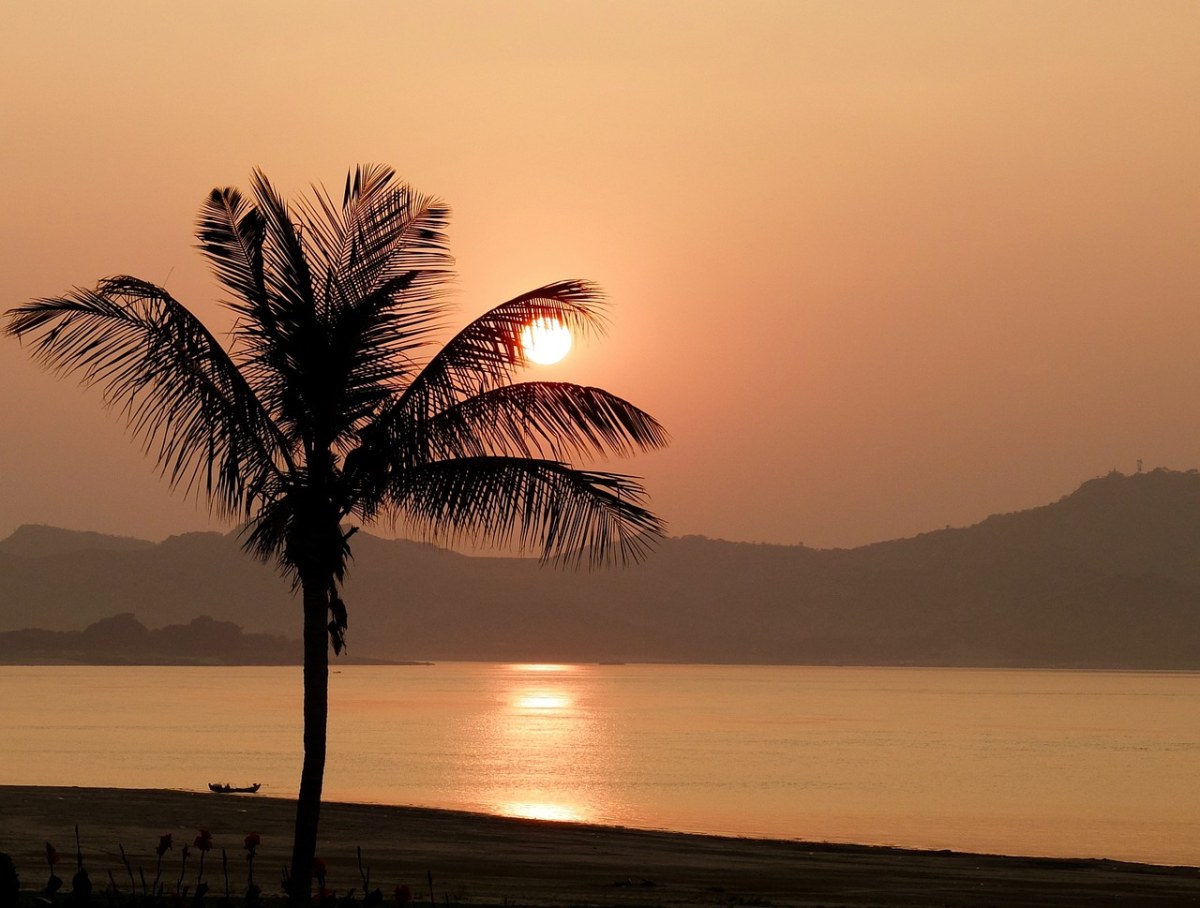 日落,蒲甘,缅甸