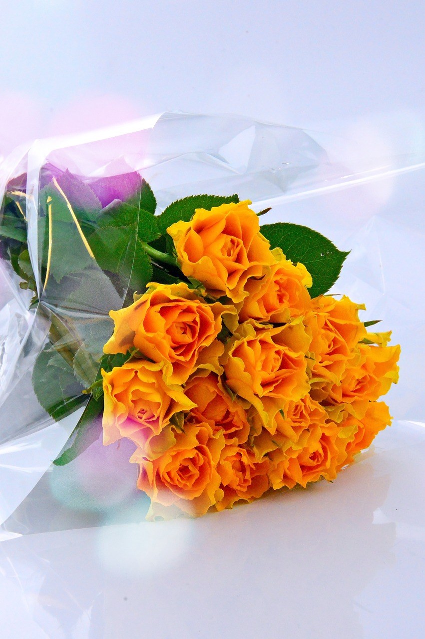 一束黄玫瑰花束免费图片