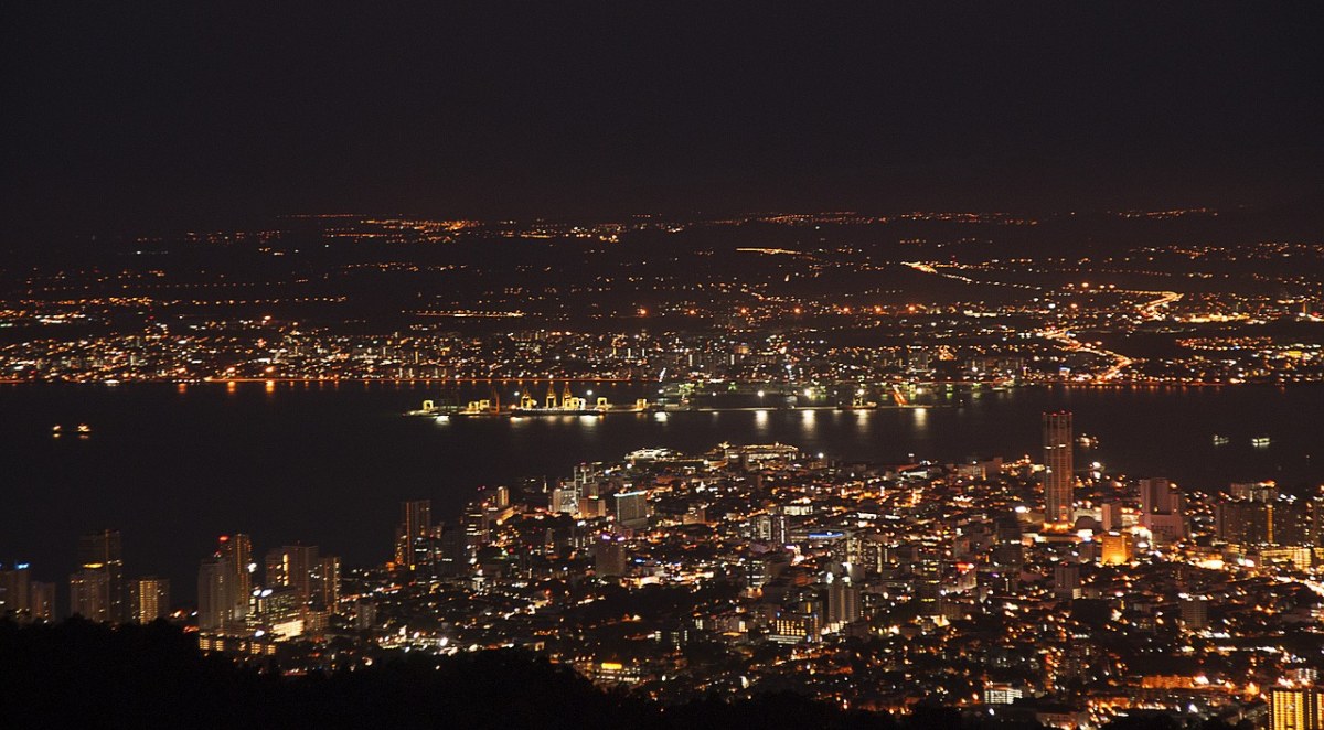 槟城夜景、从槟城升旗山、槟城免费图片