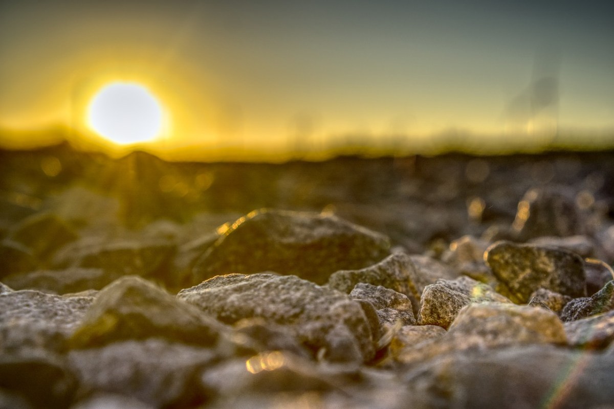 日落、石头、砾石免费图片