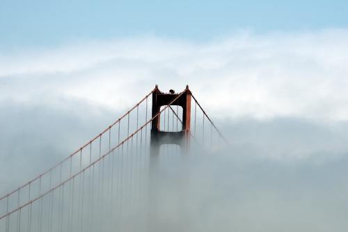 金门大桥、雾、里程碑