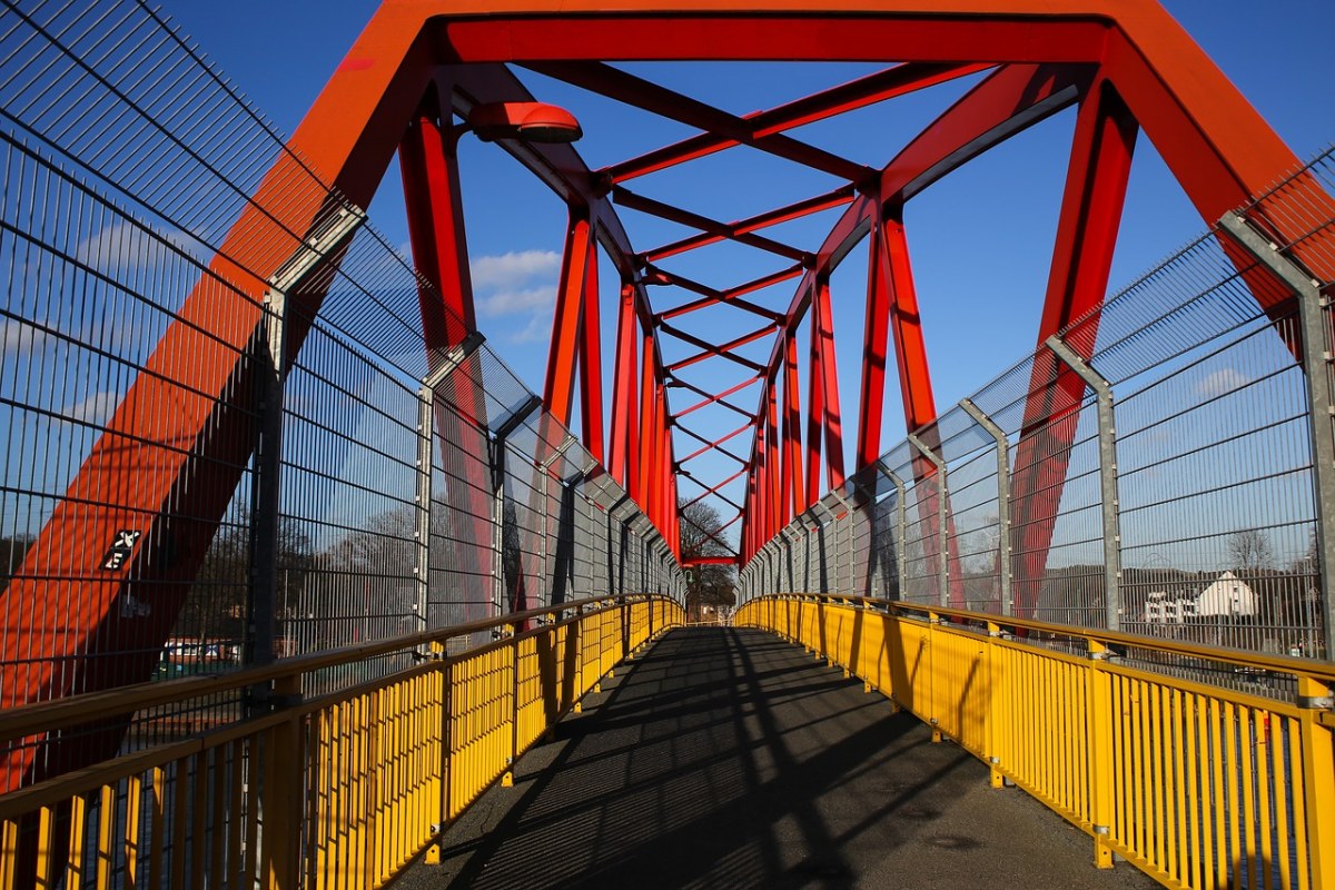 钢桥、行人桥、桥梁施工免费图片