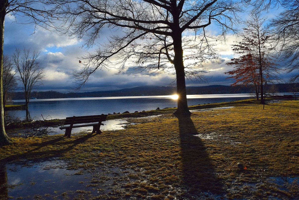 日落、湖、水免费图片
