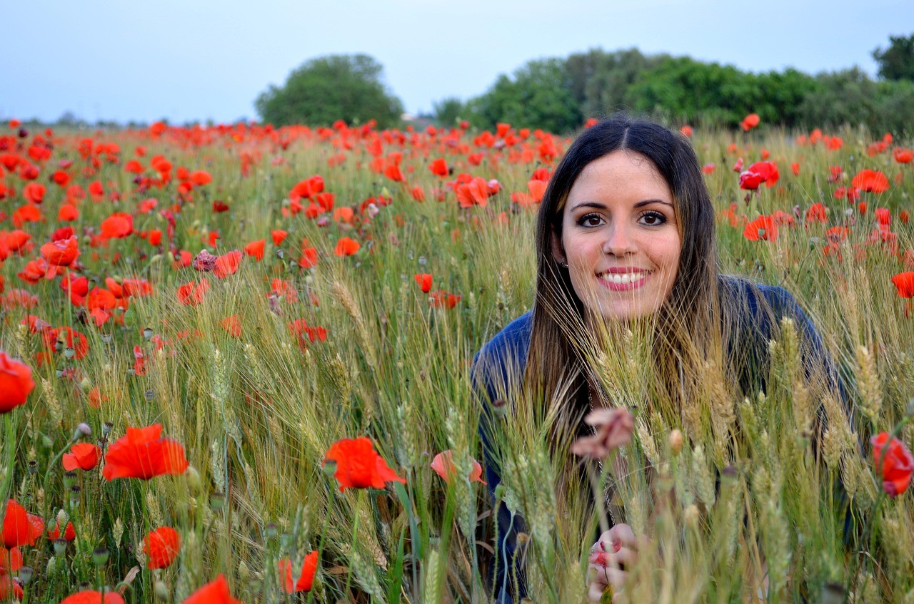 女孩,罂粟花,salento