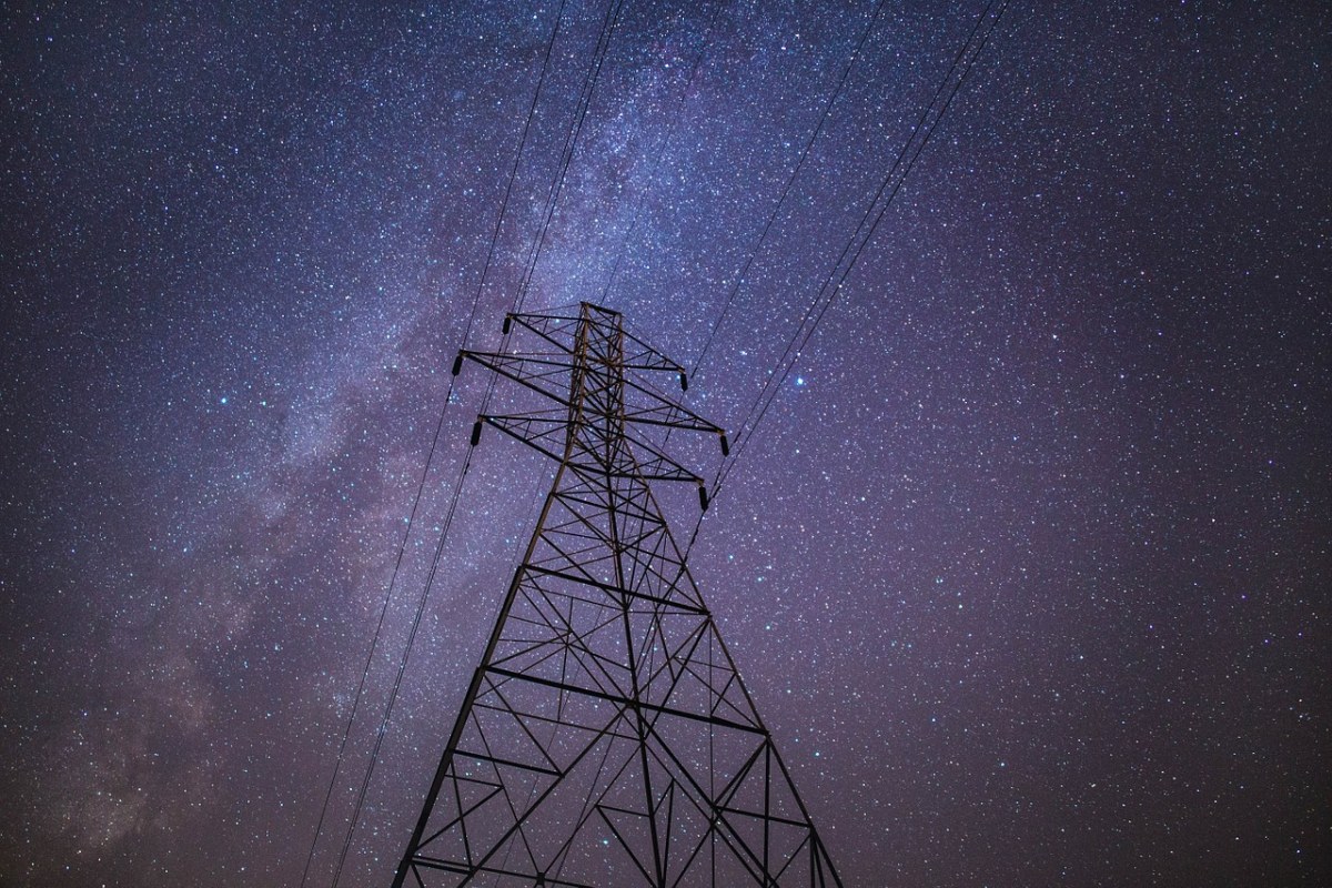 电源线、夜、星星免费图片