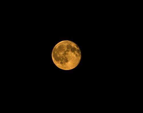 橘黄色的月亮、满月、全橙色的月亮