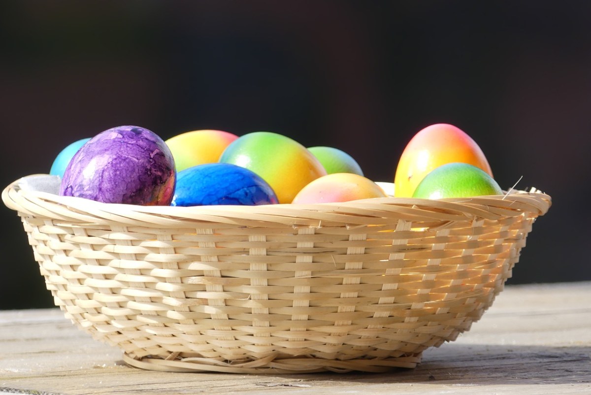 复活节、购物篮、鸡蛋免费图片