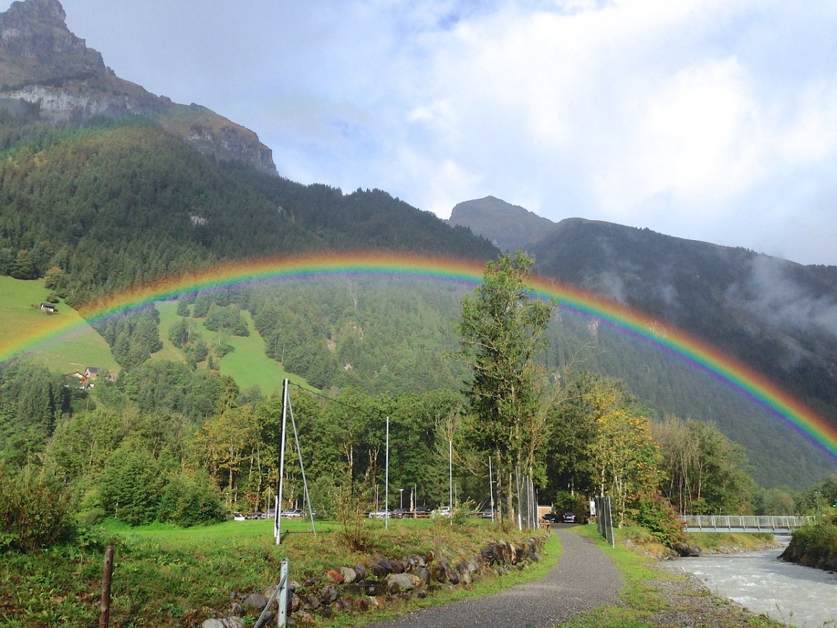 彩虹、雨、景观免费图片