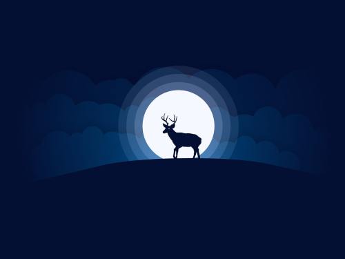 月亮、鹿、天空