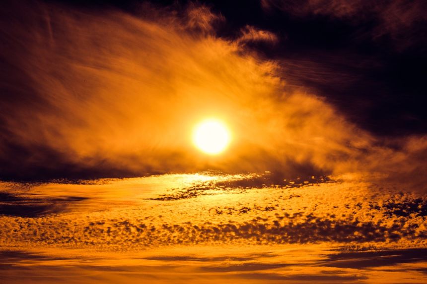 日落,太阳,天空