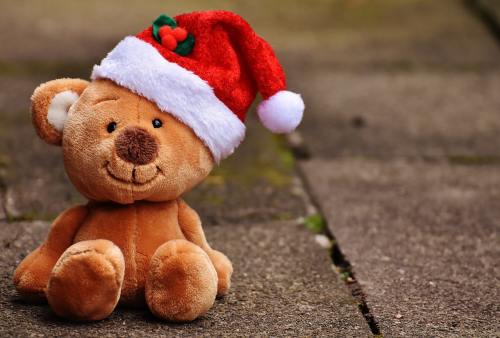 圣诞节,泰迪熊,圣诞帽,玩具,圣诞帽