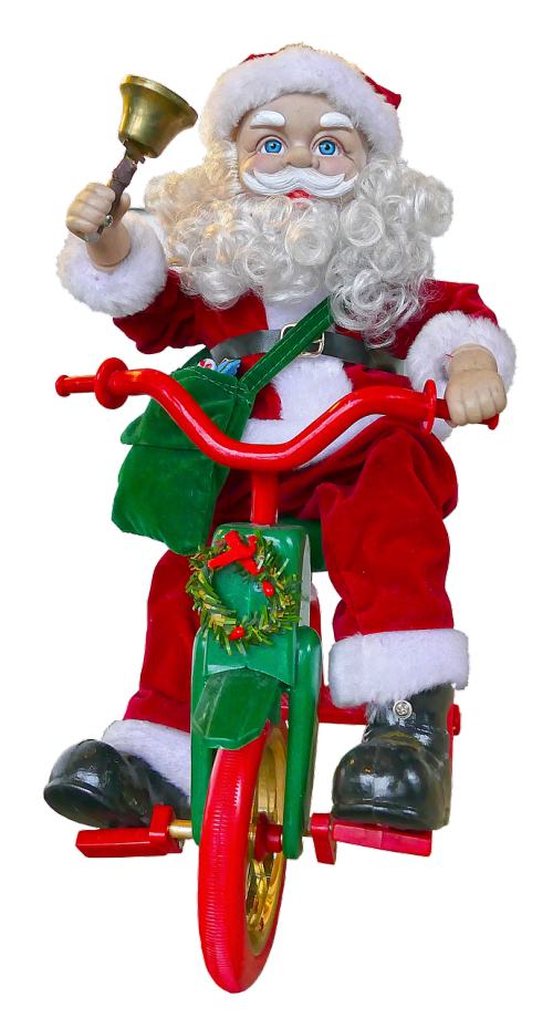 圣诞老人、自行车、贝尔