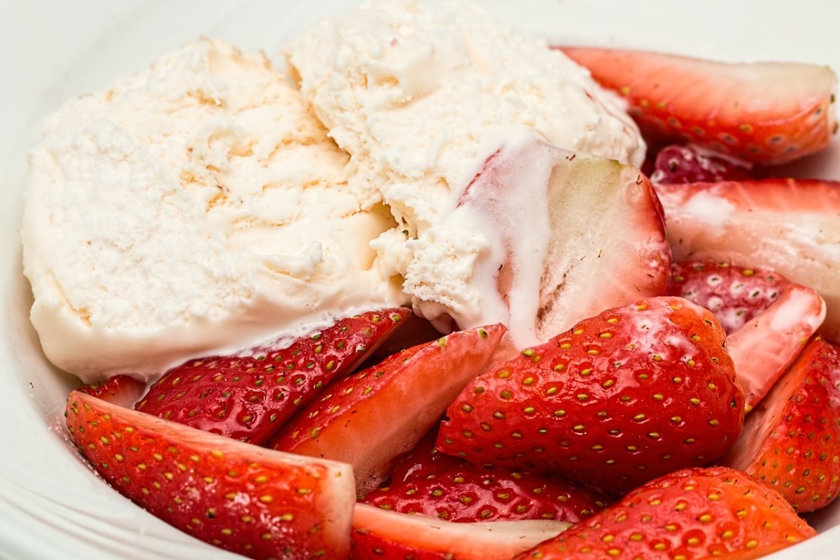 草莓、冰淇淋、甜点免费图片