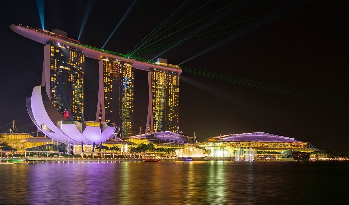 新加坡、夜、激光表演免费图片